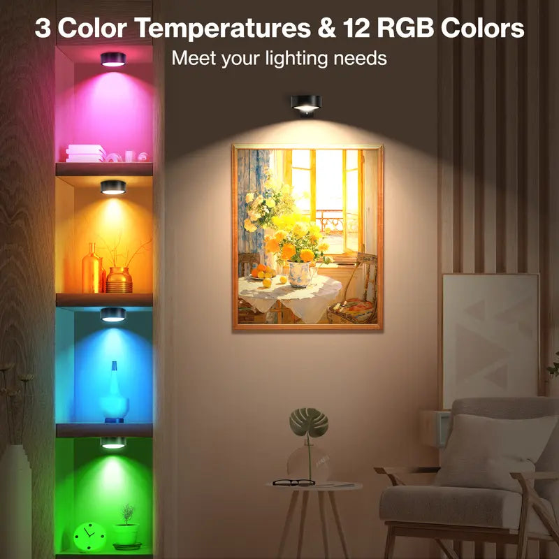 3-Pack RGB Picture Lights Magnetic Wall Lights with Remote, Timer, and Dimmable Control