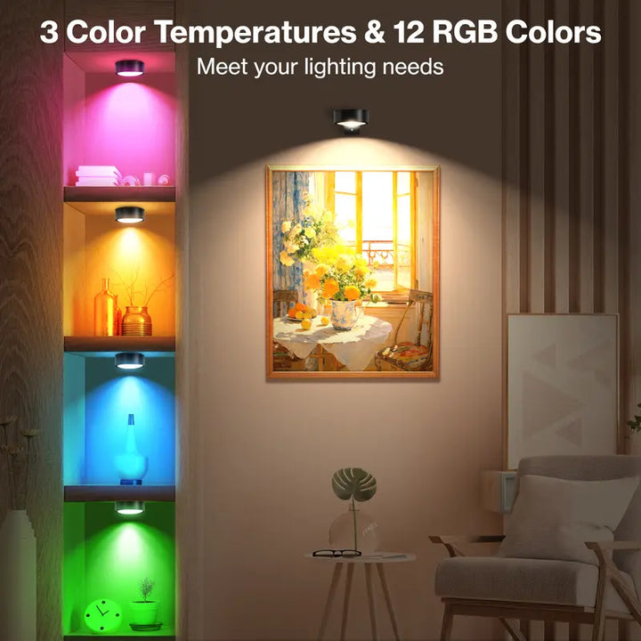 3-Pack RGB Picture Lights Magnetic Wall Lights with Remote, Timer, and Dimmable Control