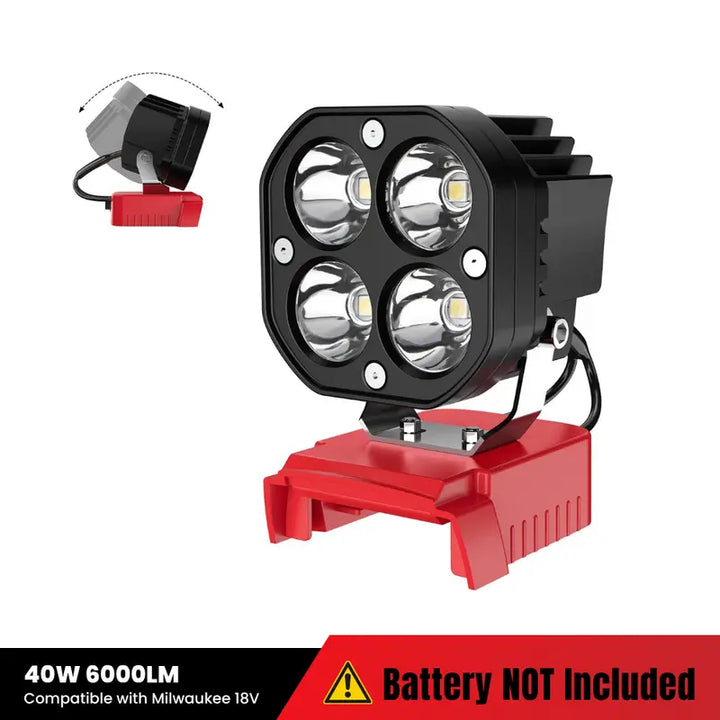 Cordless LED Work Light 40W 6000LM Adjustable Floodlight, Milwaukee Battery Compatible