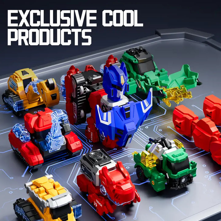 6-in-1 Magnetic Dinosaur Transformer Car – Auto Collision to Dragon & Unicorn, Build-Your-Own STEM Toy