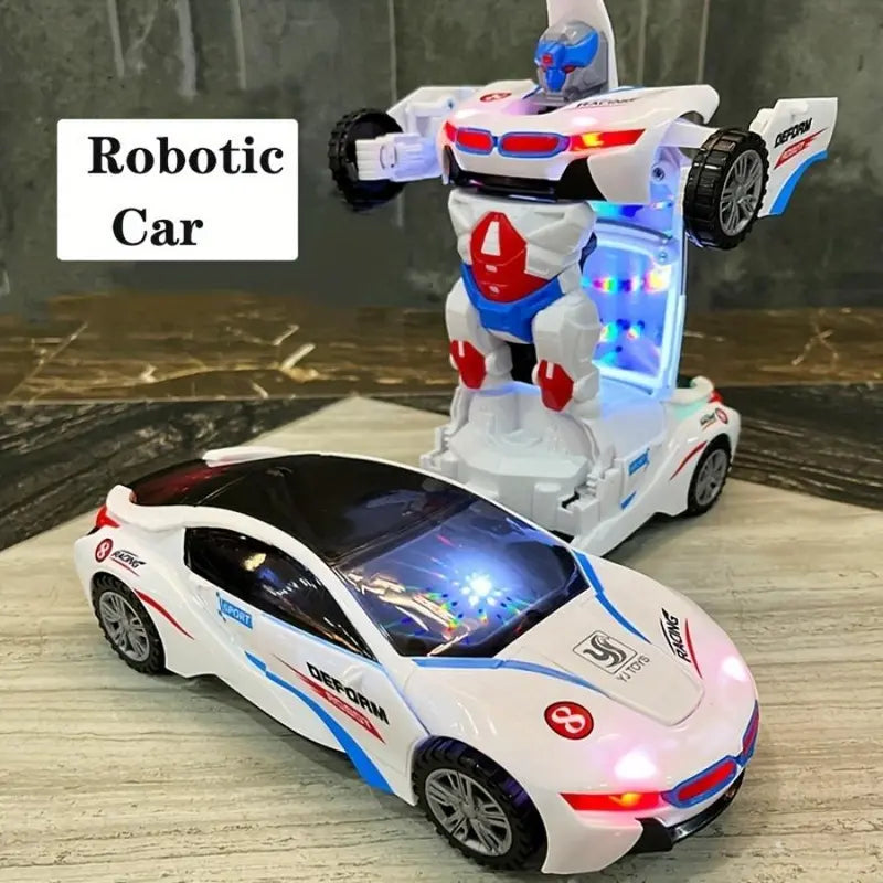 Automatic Deformation Robot Car Toy Transforming Car with Lights, Music & Obstacle Avoidance