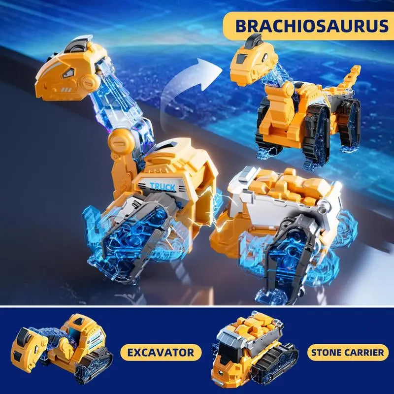 6-in-1 Magnetic Dinosaur Transformer Car – Auto Collision to Dragon & Unicorn, Build-Your-Own STEM Toy