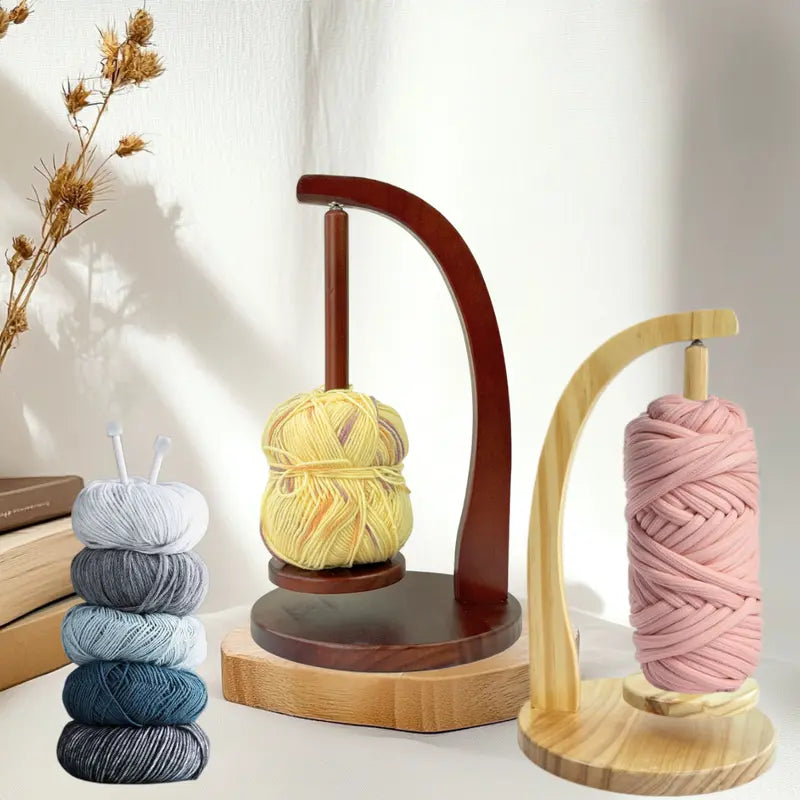 Wooden Yarn Winder with Magnetic Base – Stable Yarn Holder for Knitting & Crochet