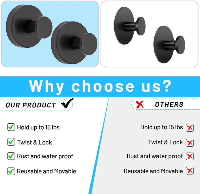 2 PCS Suction Cup Hooks – Waterproof Reusable Bathroom & Shower Towel Hooks