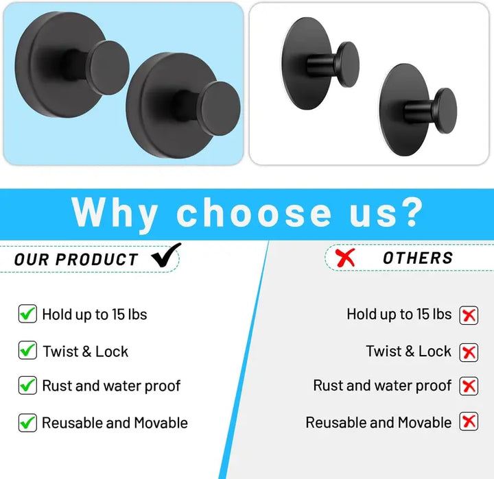 2 PCS Suction Cup Hooks – Waterproof Reusable Bathroom & Shower Towel Hooks