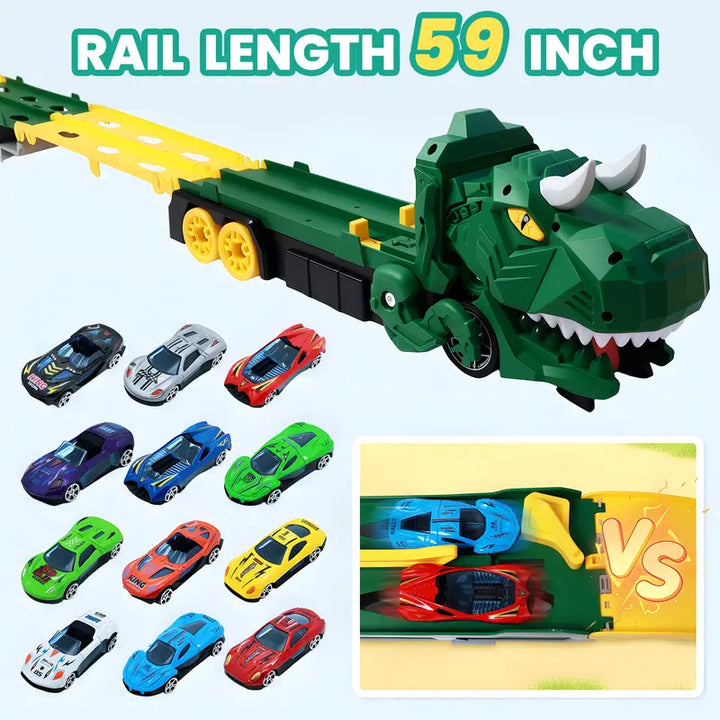 Dinosaur Transport Truck Toy – 12 Die-Cast Cars, Dino Transformation, Ideal Gift for 3-6 Year Old Boys