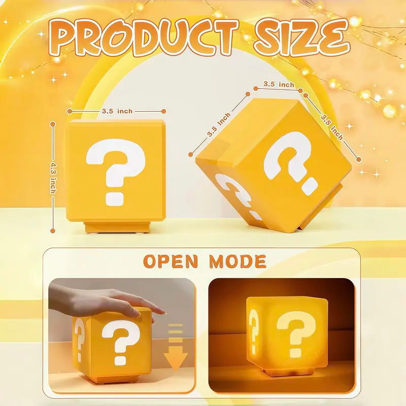 Question Block Lamp with Sound Effects – USB Powered LED Night Light for Gaming Room Decor