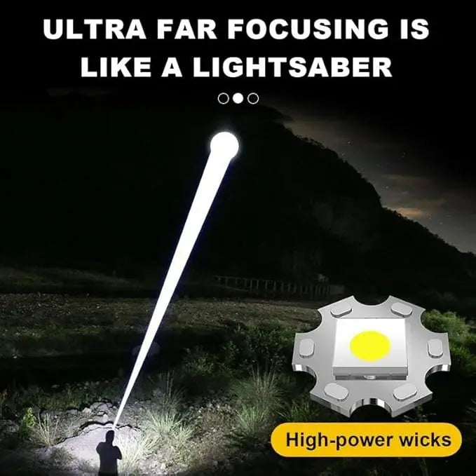 2-in-1 Rechargeable Flashlight Power Bank – Zoomable LED Torch with Digital Display, Waterproof