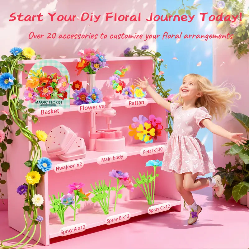 Arts and Crafts for Kids – DIY Flower Bouquet Kit for Girls, Press Fabric Flowers, Ages 3-12