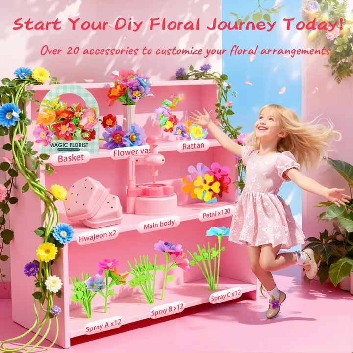 Arts and Crafts for Kids – DIY Flower Bouquet Kit for Girls, Press Fabric Flowers, Ages 3-12