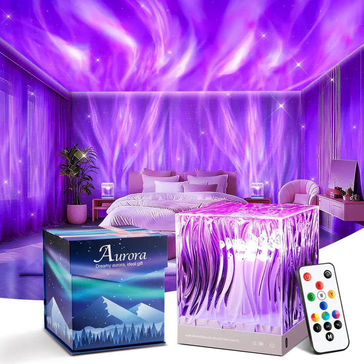 Flower Ambient Lamp with Water Ripple Effect – Dimmable, Remote Control, Romantic Bedroom Decor