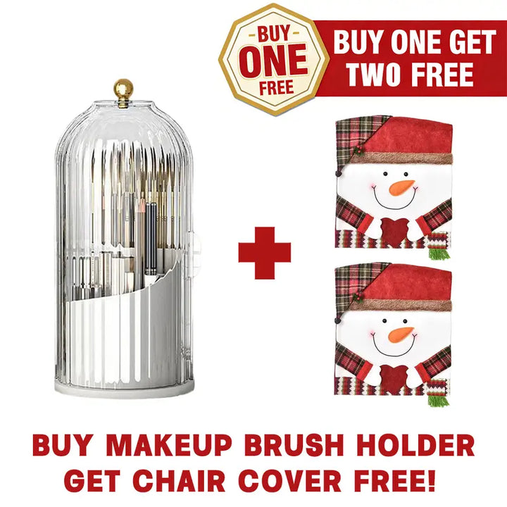 360° Spinning Toothbrush & Makeup Organizer Dustproof, Anti-Slip Bathroom Storage with Drainage