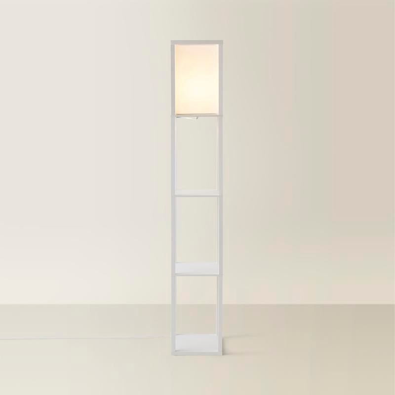 Wooden Floor Lamp with 3 Layer Shelves
