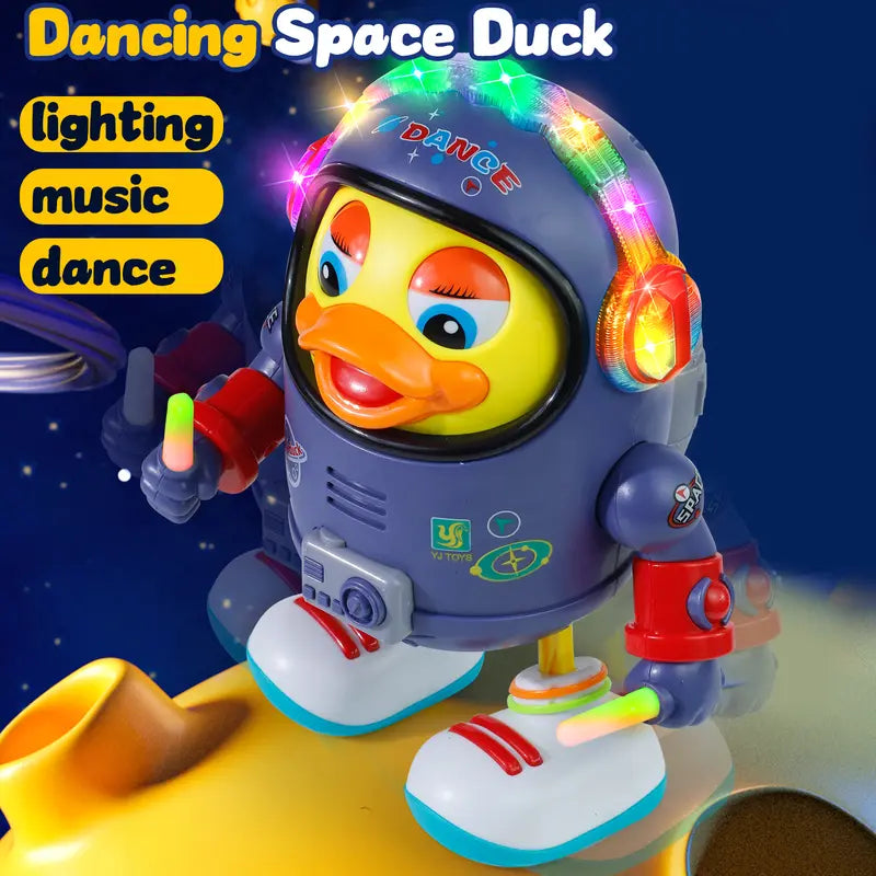 Dancing Astronaut Duck Toy – LED Lights, Interactive Fun Walking Toy for Kids