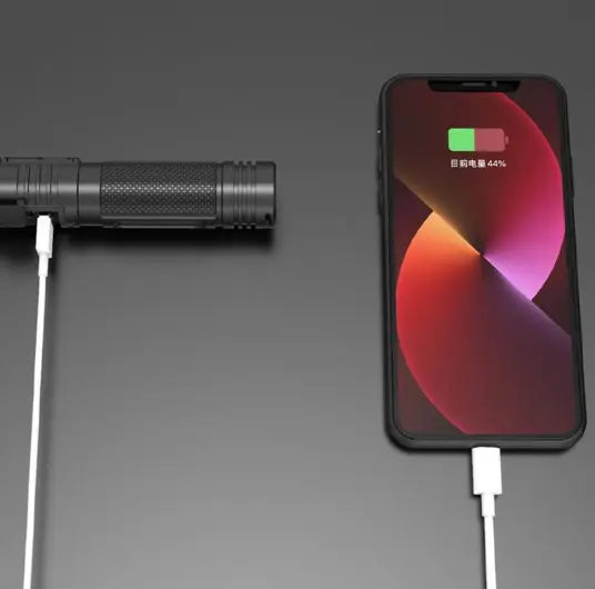 2-in-1 Rechargeable Flashlight Power Bank – Zoomable LED Torch with Digital Display, Waterproof