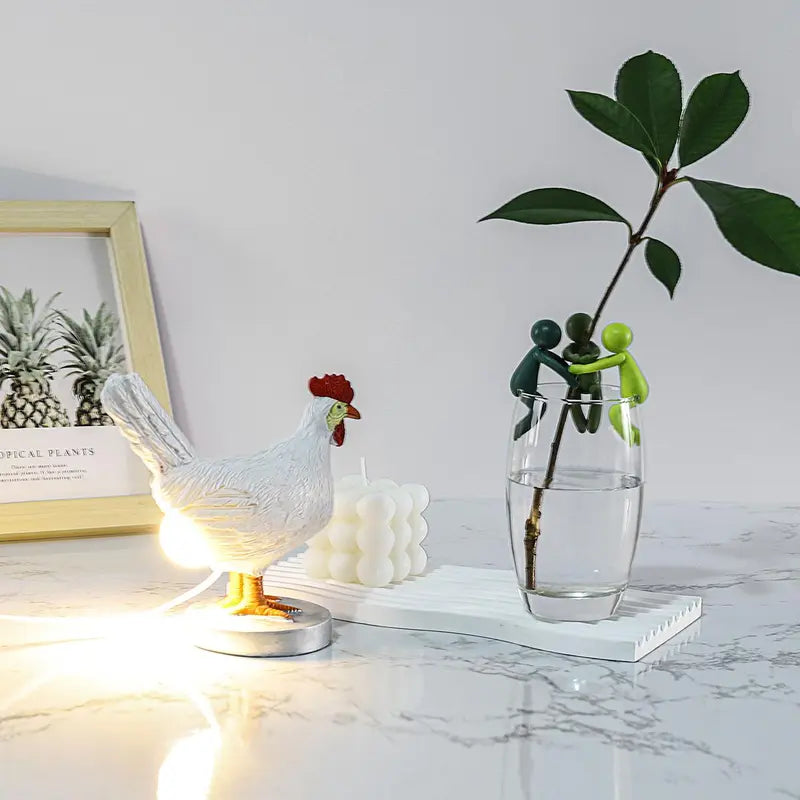 Chicken Design Desktop Decorative Light Cute Resin Animal Lamp for Home & Office Decor