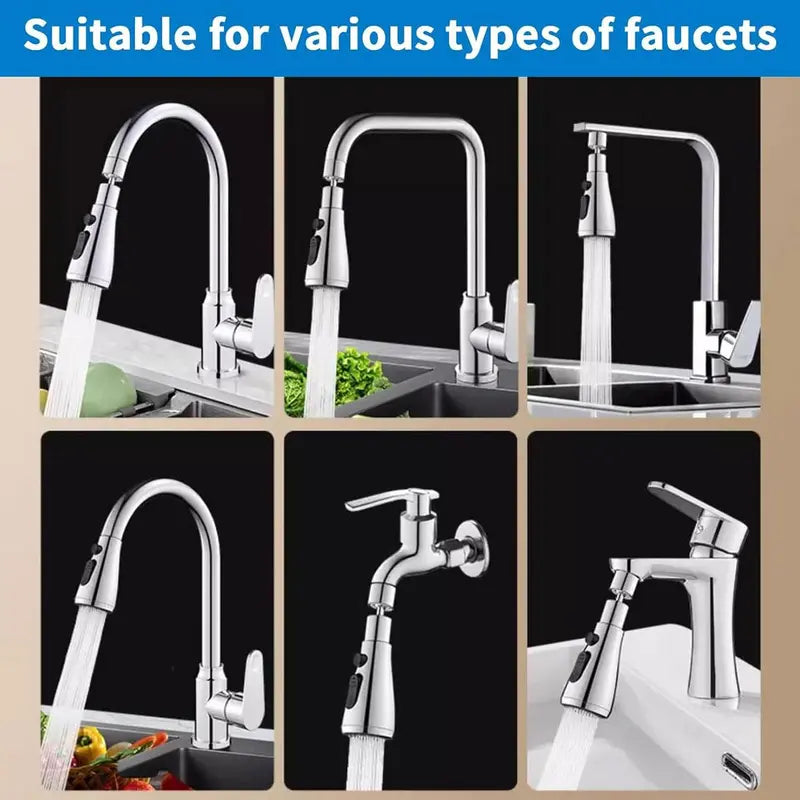 Universal Faucet Sprayer Head Rotatable Sink Aerator with Anti-Splash & Pull Down Design