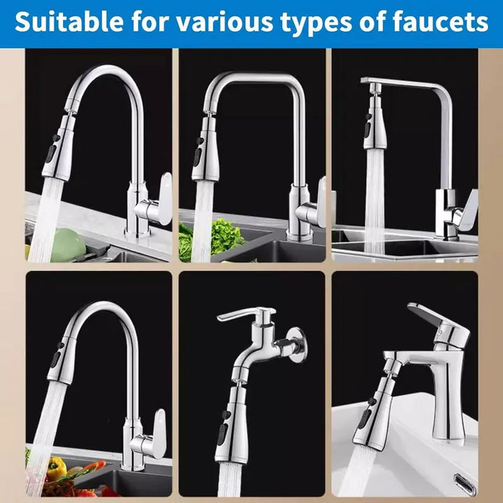 Universal Faucet Sprayer Head Rotatable Sink Aerator with Anti-Splash & Pull Down Design