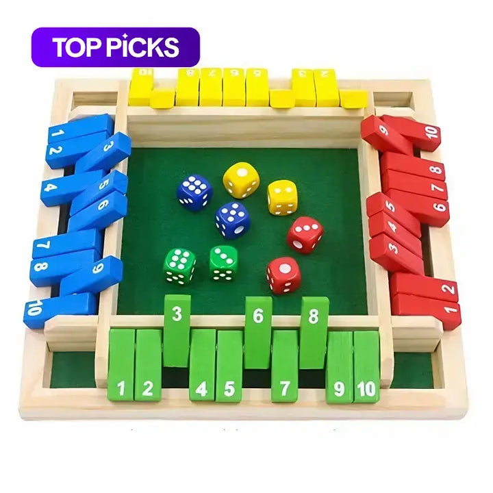 Classic Wooden Board Game – 4 Players Dice Game for Family Fun & Skill Development