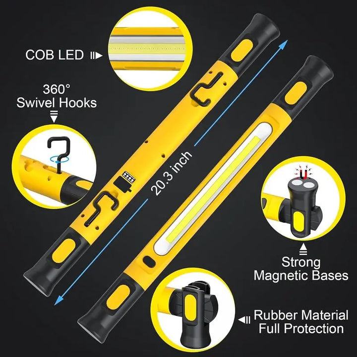 Under Hood Work Light Bar – 3000LM LED Magnetic Light with Hooks, Rechargeable