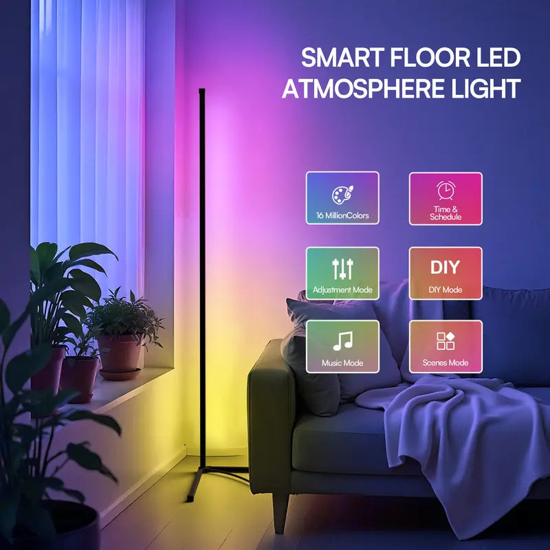 Smart LED Corner Lamp – RGB Floor Lamp with App, Remote, Music Sync & Scene Modes