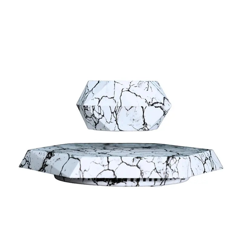Magnetic Levitation Plant Pot – Black Wood Grain & White Marble with Unique Levitation Effect for Air Plants