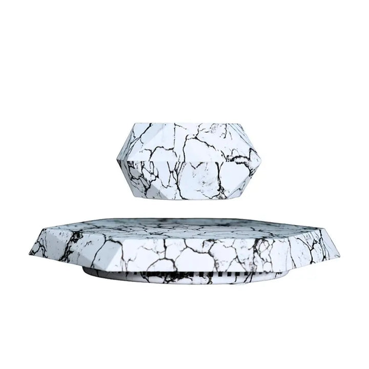 Magnetic Levitation Plant Pot – Black Wood Grain & White Marble with Unique Levitation Effect for Air Plants