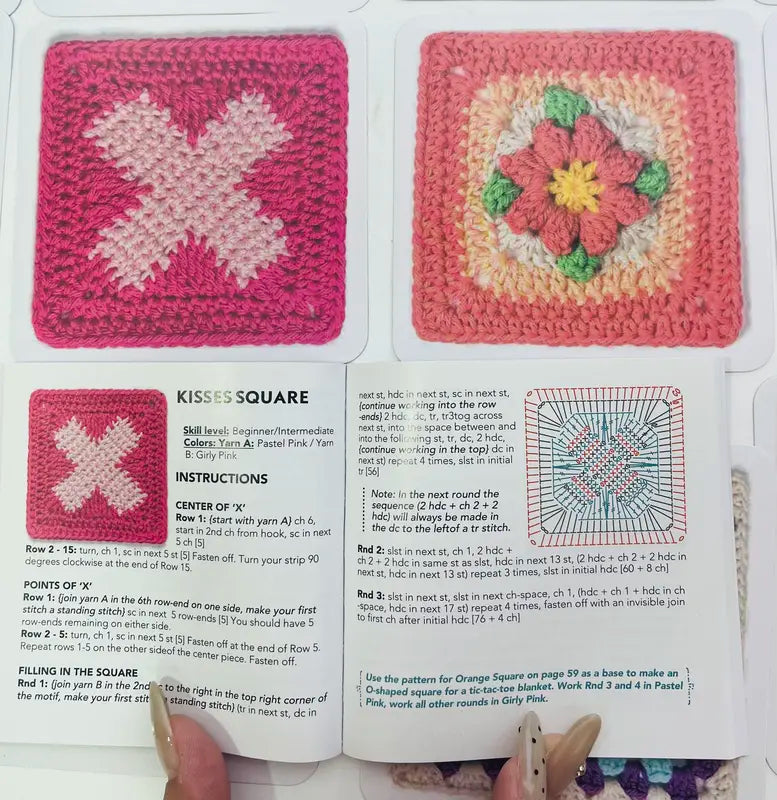 Granny Square Crochet Card Set – 50 Unique Designs, Beginner-Friendly Knitting Guide