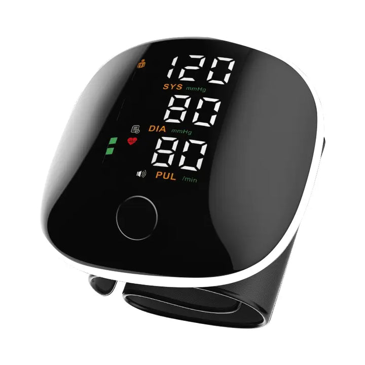 Wrist Blood Pressure Monitor – Rechargeable BP Cuff with LED Touch Screen & Voice Guidance