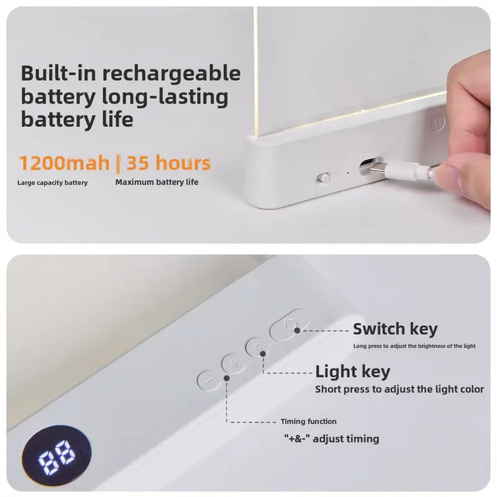 Rechargeable Smart LED Reading Light – Dimmable, Timed Off, Three-Color Adjustable for Bedtime & Study