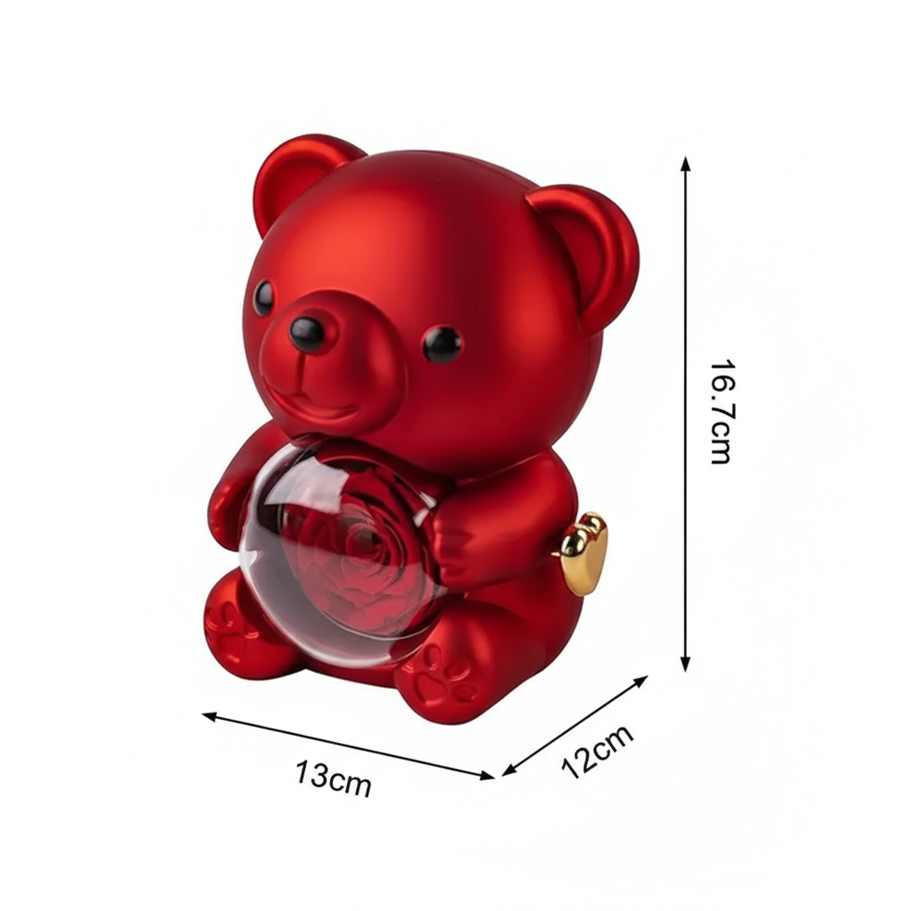Teddy Bear with Preserved Rose Romantic Gift with Real Rose & Elegant Gift Box