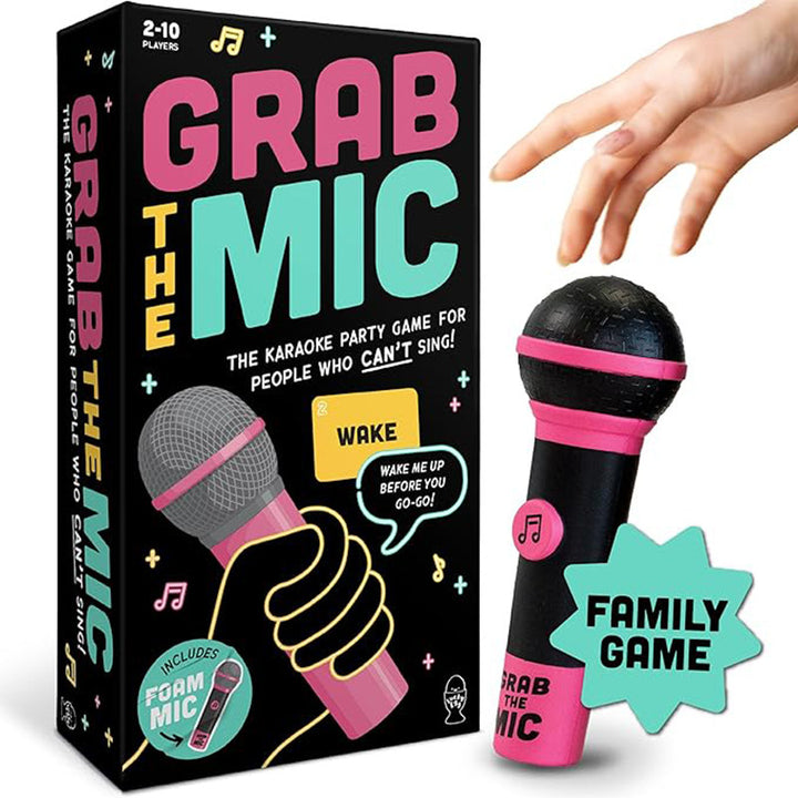 Grab The Mic Karaoke Game Foam Microphone 125 Word Cards & Game Board