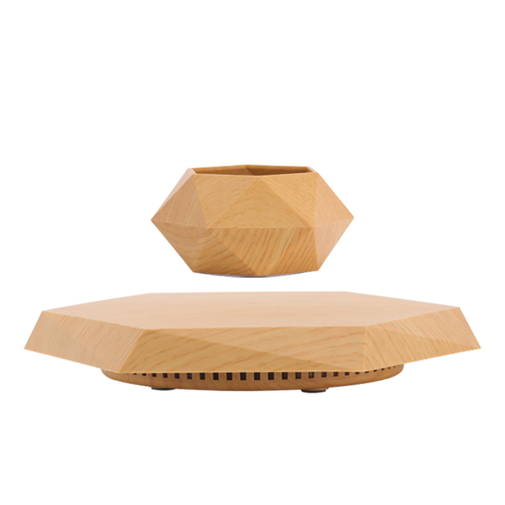 Magnetic Levitation Plant Pot – Black Wood Grain & White Marble with Unique Levitation Effect for Air Plants