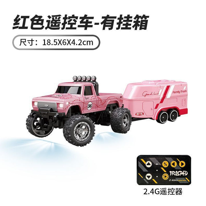 Hotfree 1/64 Mini RC Monster Truck – Metal Off-Road Stomper with Trailer, 2.4GHz Remote Control