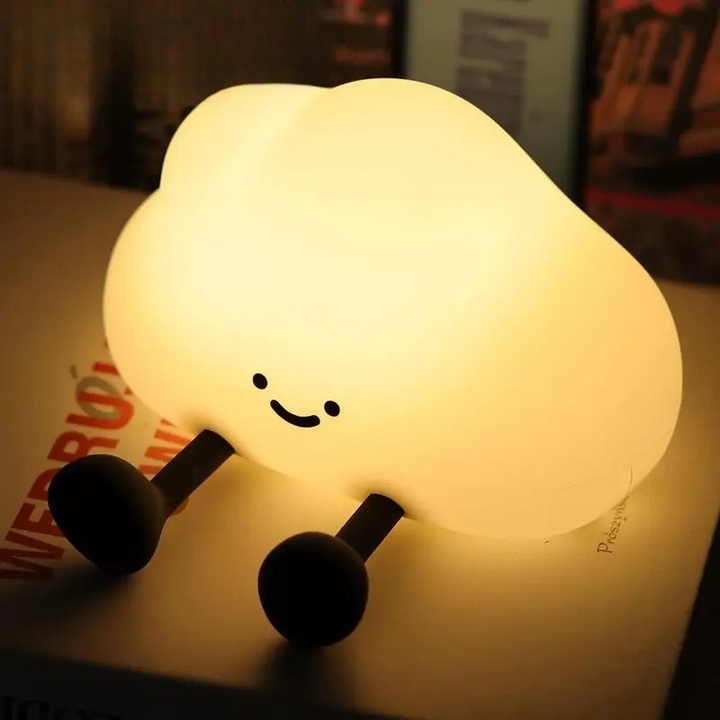Cloud Shaped Night Light USB Rechargeable Silicone Lamp with 3-Level Dimmable Light