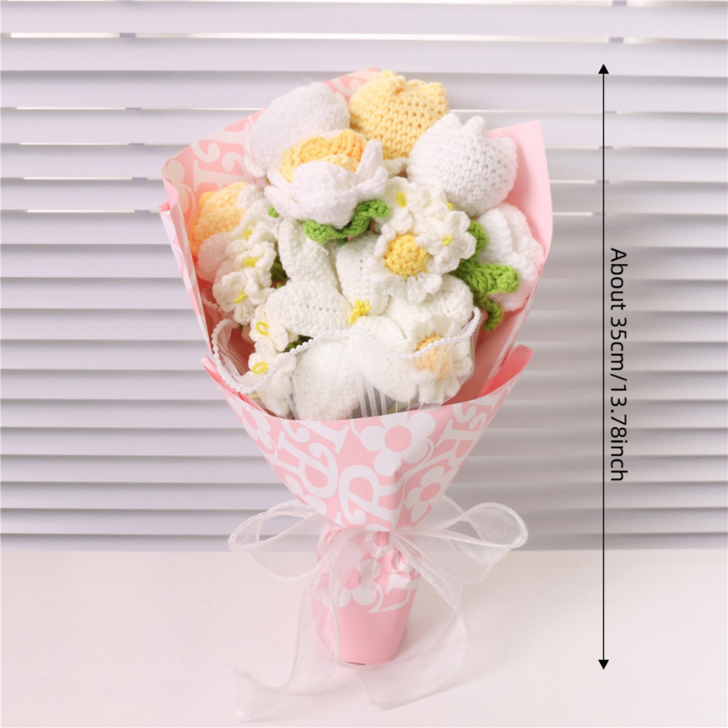 Crochet Flower Bouquet Handmade Artificial Flowers for Gifts & Home Decor