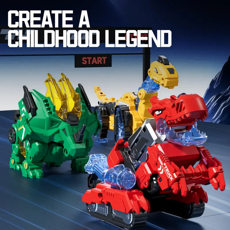 6-in-1 Magnetic Dinosaur Transformer Car – Auto Collision to Dragon & Unicorn, Build-Your-Own STEM Toy