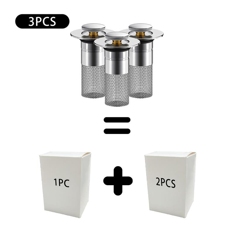 Bathroom Sink Drain Strainer – Pop Up Sink Stopper with Removable Stainless Steel Hair Catcher