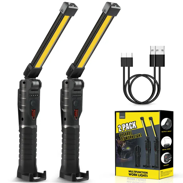 Rechargeable Flashlights – LED Work Light with Magnetic Base, Hanging Hook & 180° Rotate, 5 Modes