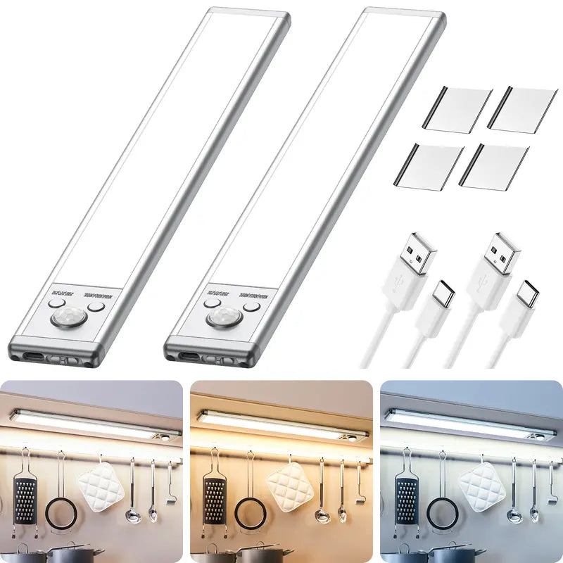 Motion Sensor Under Cabinet Lights – Dimmable, USB Rechargeable, Magnetic Installation