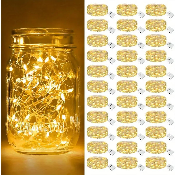 30-Pack LED Fairy Lights Battery Operated Warm White Silver Wire String Lights for DIY Decor