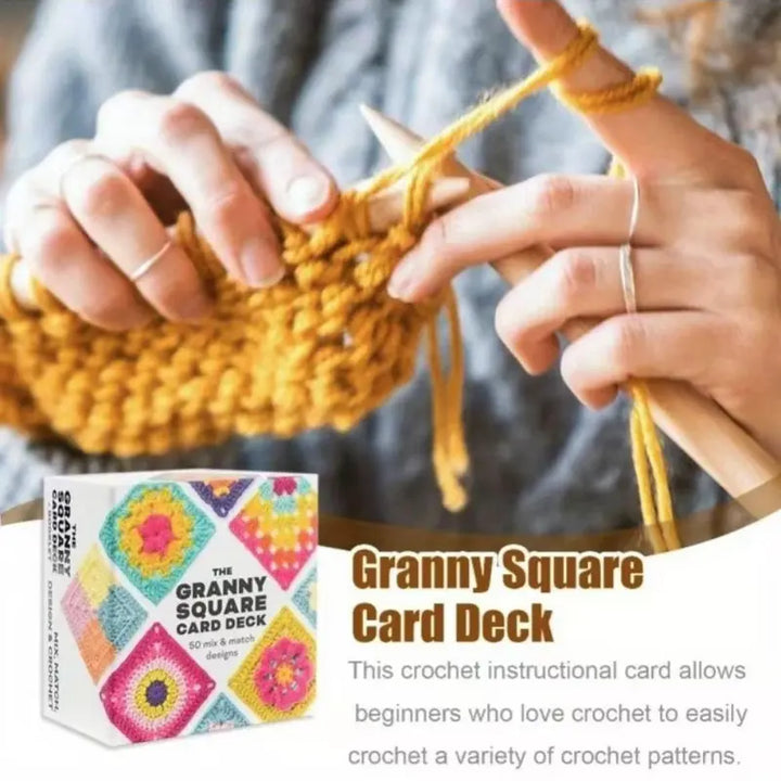 Granny Square Crochet Card Set – 50 Unique Designs, Beginner-Friendly Knitting Guide