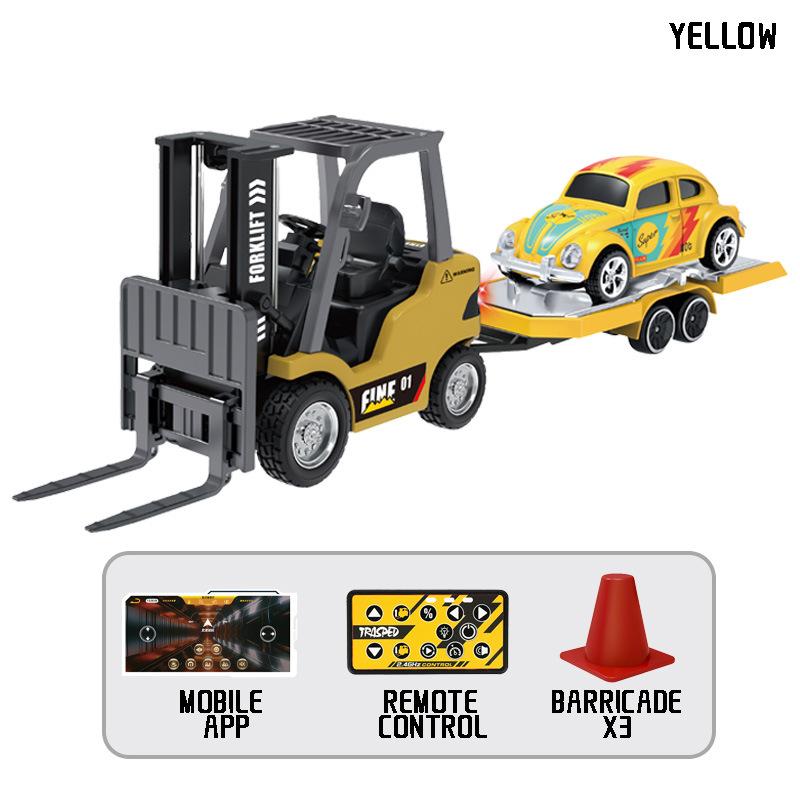 Hotfree 1/64 Mini RC Forklift 11-Channel Remote Control Excavator with 2-in-1 Lift Fork & Hook