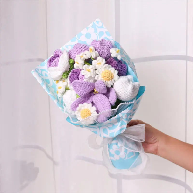 Crochet Flower Bouquet Handmade Artificial Flowers for Gifts & Home Decor