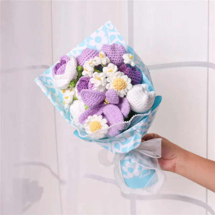 Crochet Flower Bouquet Handmade Artificial Flowers for Gifts & Home Decor