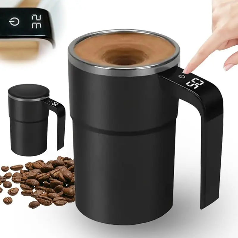 Magnetic Self-Stirring Coffee Mug – Rechargeable Automatic Mixing Cup with LCD Thermometer
