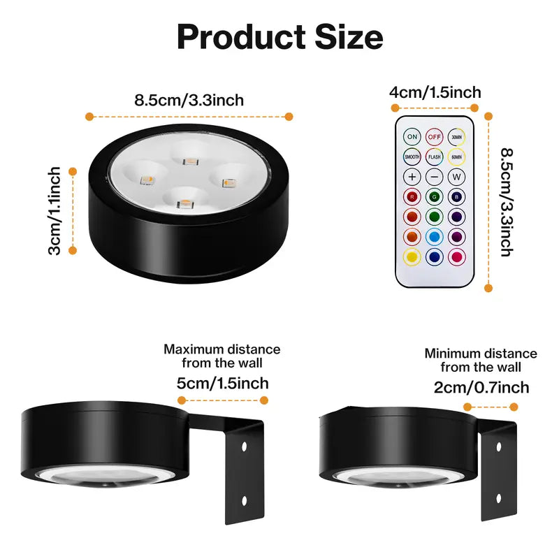 3-Pack RGB Picture Lights Magnetic Wall Lights with Remote, Timer, and Dimmable Control