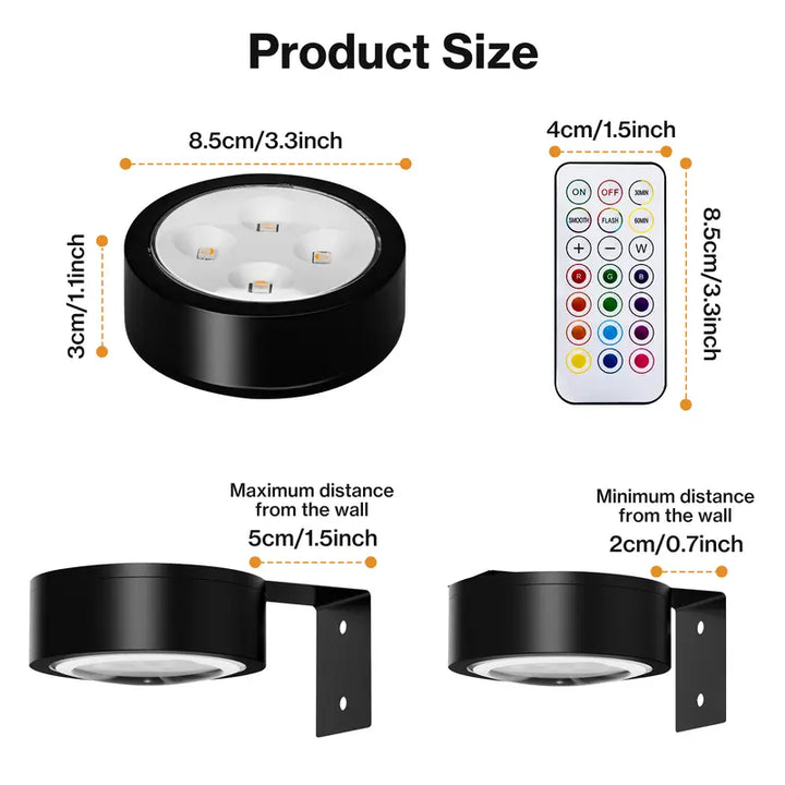 3-Pack RGB Picture Lights Magnetic Wall Lights with Remote, Timer, and Dimmable Control