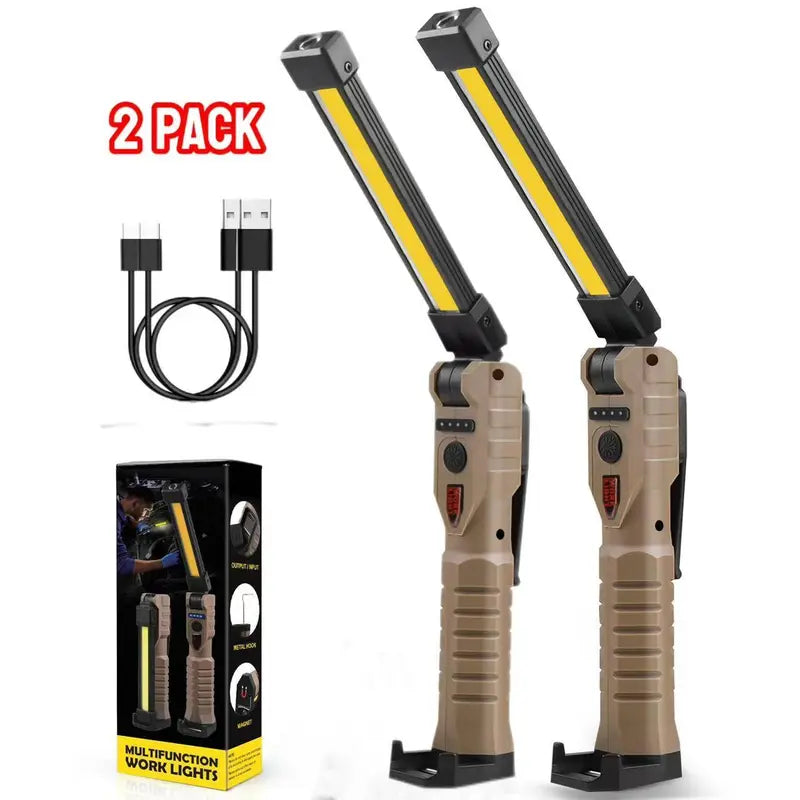 Rechargeable Flashlights – LED Work Light with Magnetic Base, Hanging Hook & 180° Rotate, 5 Modes