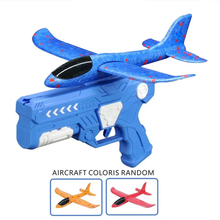 Foam Glider Airplane Toy for Kids – 9.45-inch Airplane with Blue Launcher & 3 Flight Toys